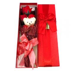 Red Soap Roses with Gift Box Teddy Bear Valentine's Present