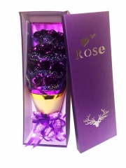 Artificial Golden Foil Rose Bouquet (Purple)