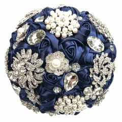 Navy Blue Wedding Jewelry Brooch Bouquet