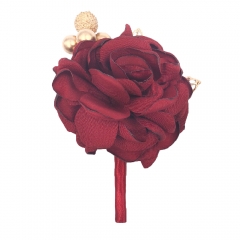 Burgundy Boutonniere Pin for Prom Party Wedding