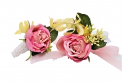Blooming Rose Flower Décor Wrist Corsage Boutonniere Set
