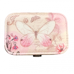 Butterfly Print Jewelry Box Organizer with Mirror (Pink)