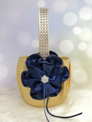 Rhinestone Navy Blue Flower Wedding Flower Girl Basket
