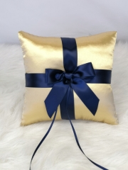 Navy Blue Bow Wedding Ring Bearer Pillow