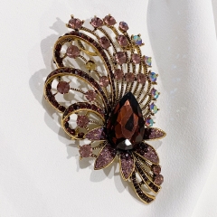 Purple Imitation Zircon Crystal Flower Pattern Elegant Brooch DIY Bouquets for Women