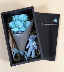 Blue Confession Scented Soap Rose Teddy Bear Gift Box Birthday Mother's Anniversary