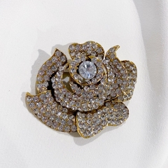 White Clear Crystal Elegant Sparkling Rose Shape Brooch Pin Wedding Bridal Bouquet DIY