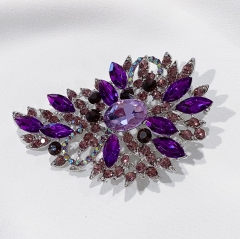 Purple Vintage Sparkle Rhinestone Crystal Brooch Pin for Sweater Shawl Hat Coat Bouquet
