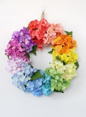 18" Hydrangea Series Wreath - Rainbow Light up Floral Wreath, Grapevine Wreath