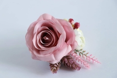 Dusty Pink Rose Handcrafted Boutonniere for Men Wedding, Brooch Bouquet Corsage Artificial Groom Bride Flowers with Pin for Wedding Prom Party